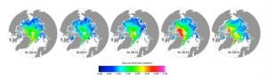 Autumn Arctic sea ice thickness 2010-2014